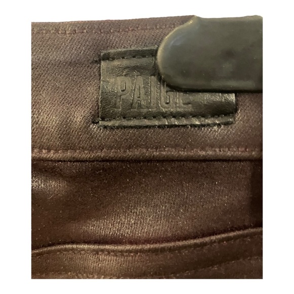 PAIGE Ultra Skinny Rayon Blend Verdugo Oxblood Burgundy Coated Sheen Sz 26 - Picture 9 of 10